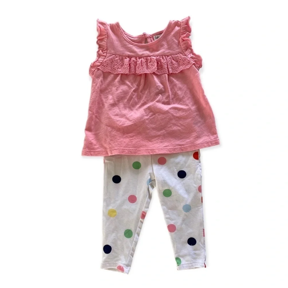 Splendid Infant Girls Outfit  Pink Top Polka Dot Legging 3-6 Months NWT